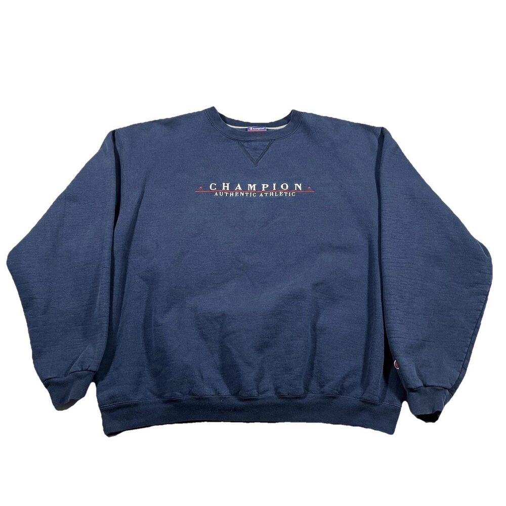 Vintage Champion Authentic Athletic Crewneck Sweatshirt XL Blue